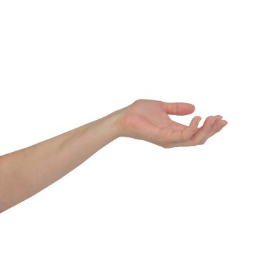 beyaz arka plan üzerinde izole güzel kadın el