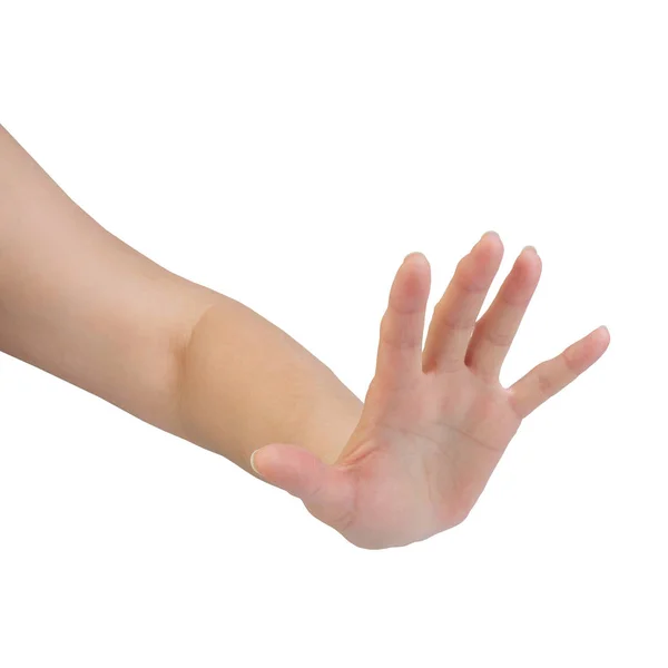 Νεαρή γυναίκα χέρι απομονωμένο σε λευκό φόντο. — Φωτογραφία Αρχείου
