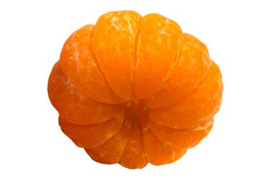 Taze meyve. Soyulmuş mandalina beyaz arkaplanda izole edildi