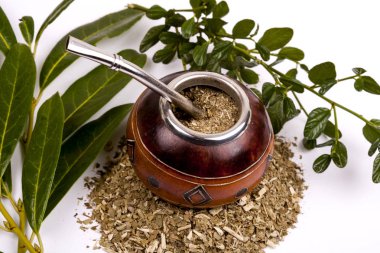 Yerba dostum Kupası ve saman, geleneksel Arjantin bardak.