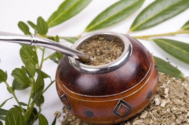 Yerba dostum Kupası ve saman, geleneksel Arjantin bardak.