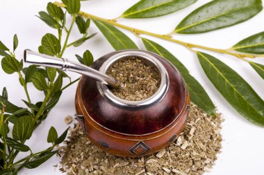 Yerba dostum Kupası ve saman, geleneksel Arjantin bardak.