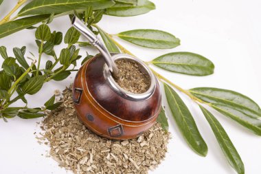 Yerba dostum Kupası ve saman, geleneksel Arjantin bardak.