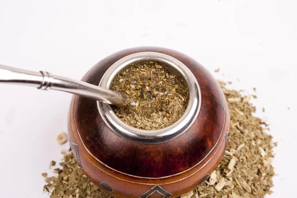 Yerba Mate Cup Stro Traditionele Drank Van Argentinië — Stockfoto