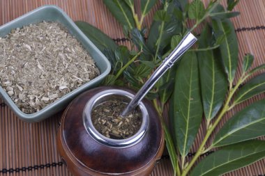 Yerba dostum Kupası ve saman, geleneksel Arjantin bardak.