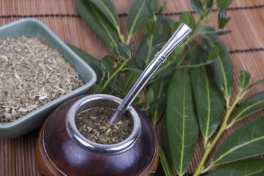 Yerba dostum Kupası ve saman, geleneksel Arjantin bardak.