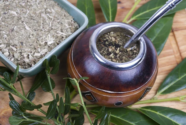 Yerba Mate Kupa Szalma Hagyományos Italt Argentína — Stock Fotó