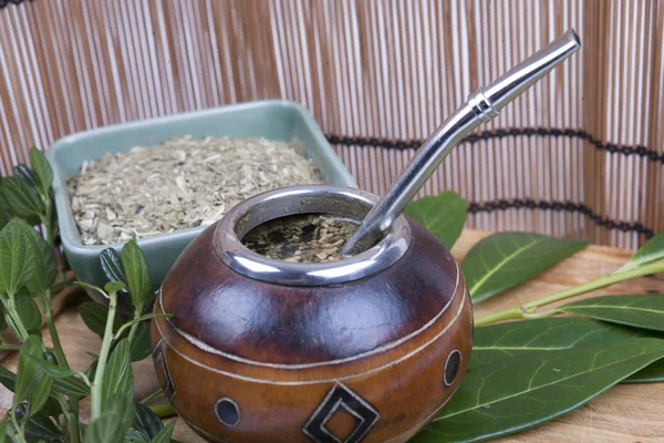 Yerba Mate Kupa Szalma Hagyományos Italt Argentína — Stock Fotó