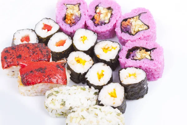 Berbagai Jenis Sushi Piring Wnite — Stok Foto