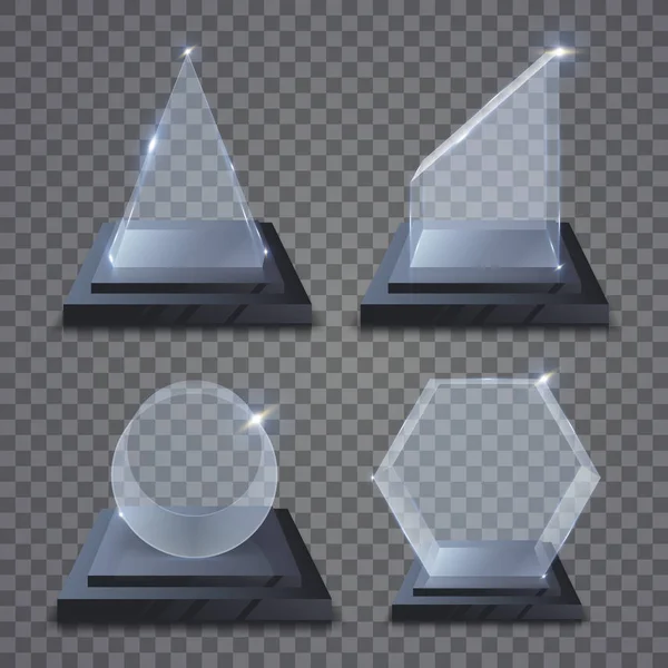 Realistische glazen trofee awards — Stockvector