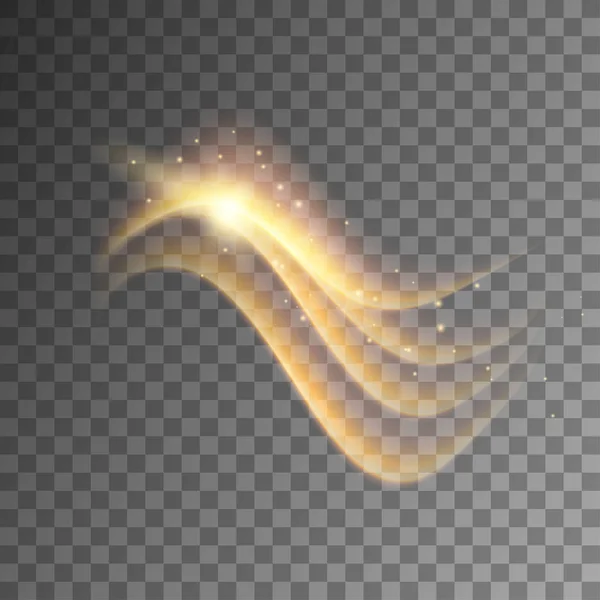 Eğrinin iz ile sihirli altın ışık efekti — Stok Vektör