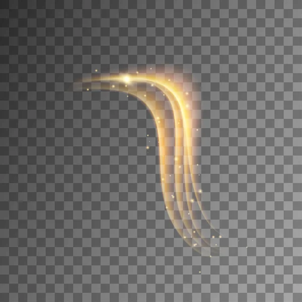 Magischer goldener Lichteffekt mit Kurvenspur — Stockvektor