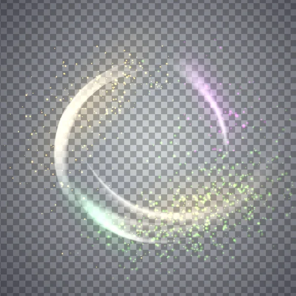 Kreisförmiger Leuchteffekt. Abbildung isoliert auf transparentem Hintergrund — Stockvektor