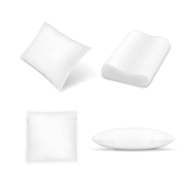 Travesseiros realista definido no fundo branco — Vetor de Stock