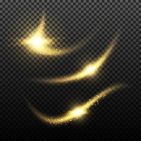 Gold glitzernde Sternenstaublichter — Stockvektor