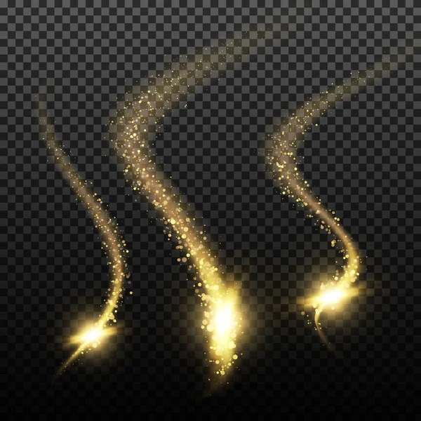 Gold glittering stardust lights — Stock Vector