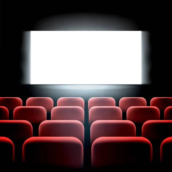 Film cinéma écran de première avec des sièges rouges — Image vectorielle