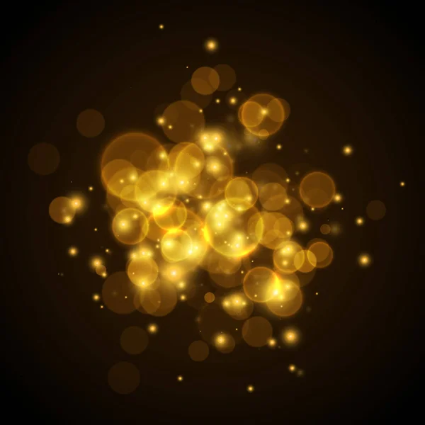 Golden glowing lights effects — Stock Vector