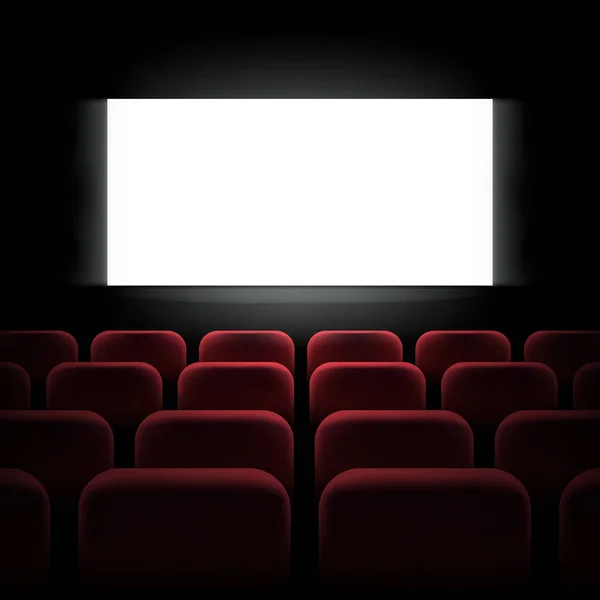 Movie cinema premiere screen with red seats — Stock Vector