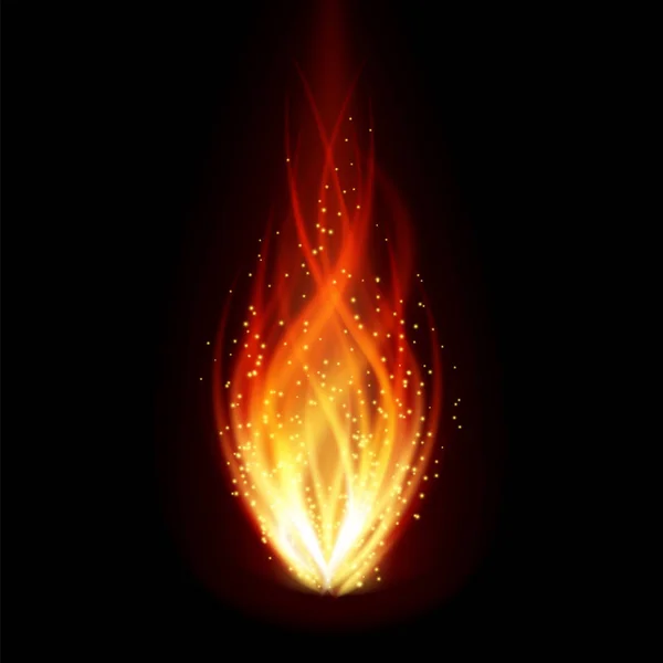 Abstrait Flammes de feu sur fond noir — Image vectorielle