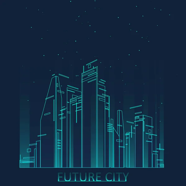 Μελλοντική πόλη στον ορίζοντα εικονογράφηση — Διανυσματικό Αρχείο
