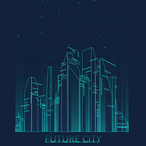 미래 도시 스카이 라인 그림 — 스톡 벡터