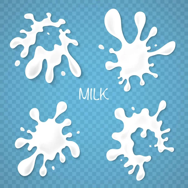 Conjunto de manchas de leite ou iogurte — Vetor de Stock