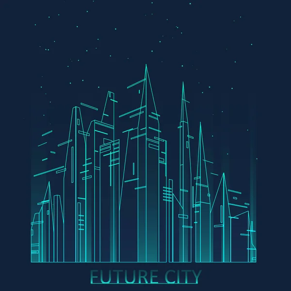 Toekomstige stad skyline illustratie — Stockvector