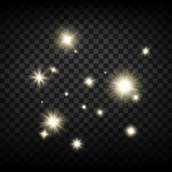 Reihe von Linsenfackeln und leuchtenden Lichteffekten — Stockvektor