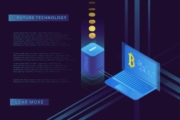 Kryptowaluta Blockchain Ilustracja Bitcoin Mining Farmy Sztuczna Inteligencja Uczenia Maszynowego Wektor Stockowy