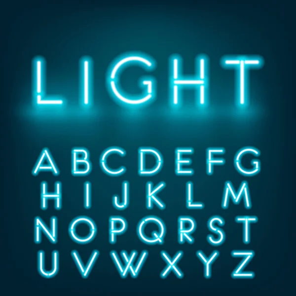 Neon light alphabet font — Stock Vector