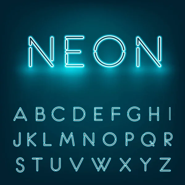 Fonte alfabeto luz néon — Vetor de Stock