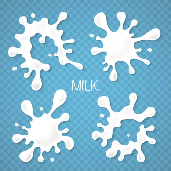牛奶或酸奶印迹套 在透明背景上隔离的插图 适用于您的设计的图形概念 — 图库矢量图片