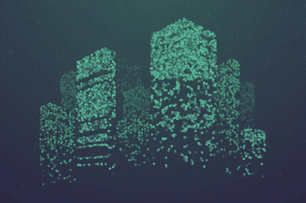 未来城市形式的发光粒子 — 图库矢量图片