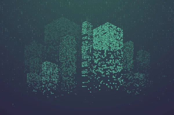 Particules lumineuses sous forme de ville futuriste — Image vectorielle