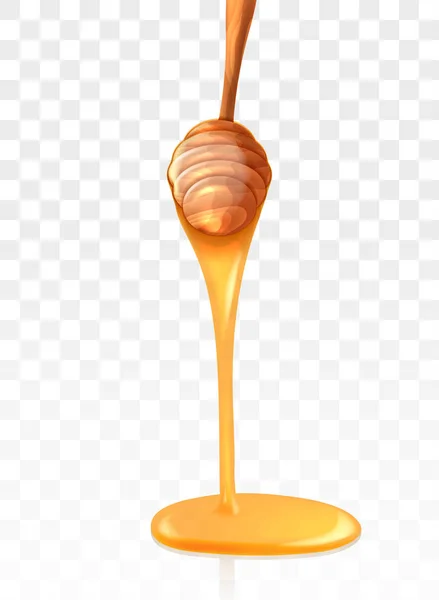 Miele gocciolante da tuffatore miele di legno — Vettoriale Stock