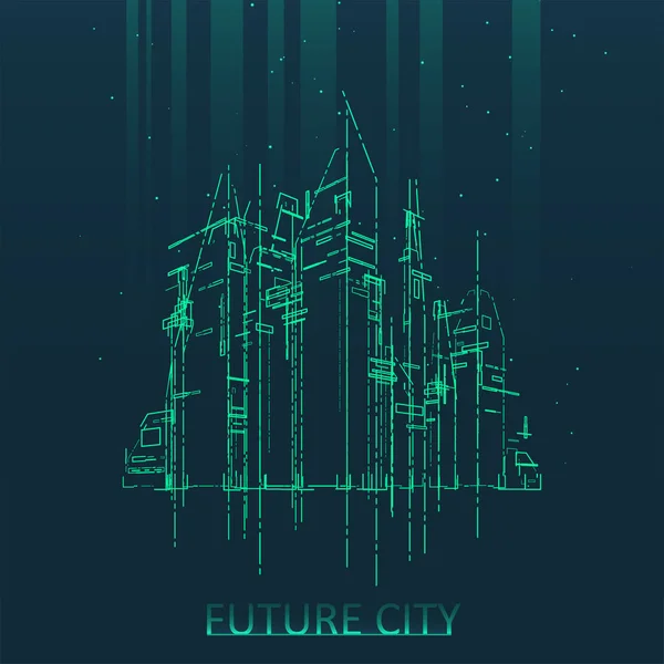 Illustrazione dello skyline futuro della città — Vettoriale Stock