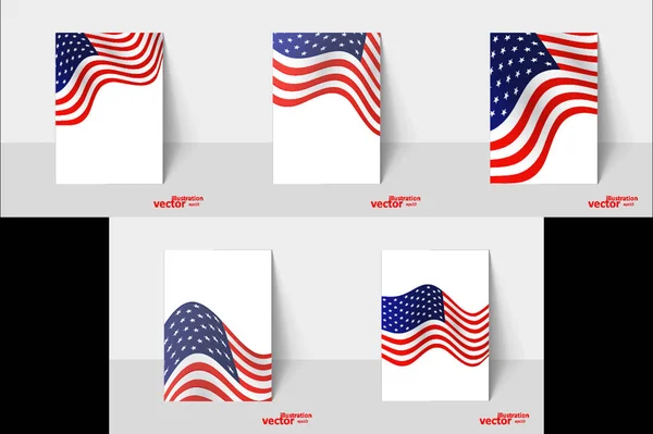 Fechar a bandeira americana no fundo branco — Vetor de Stock