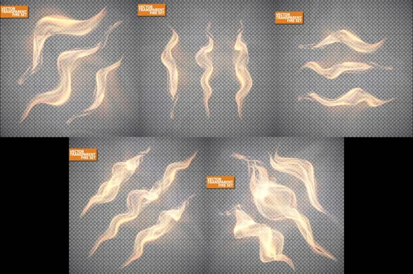 Realistic fire transparent effect element — Stock Vector