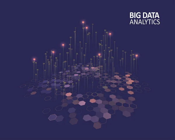 Visualización Abstracta Infografías Representación Código Big Data Red Futurista Analítica — Archivo Imágenes Vectoriales