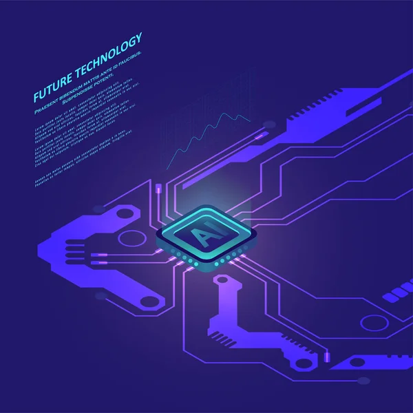 Ilustrace Umělé Inteligence Abstraktní Futuristické Pozadí Desky Obvodů Tech Ilustrace — Stockový vektor