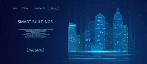 Koncepcja Inteligentnego Budynku Dla Ilustracji Miasta Koncepcja Graficzna Dla Twojego — Wektor stockowy