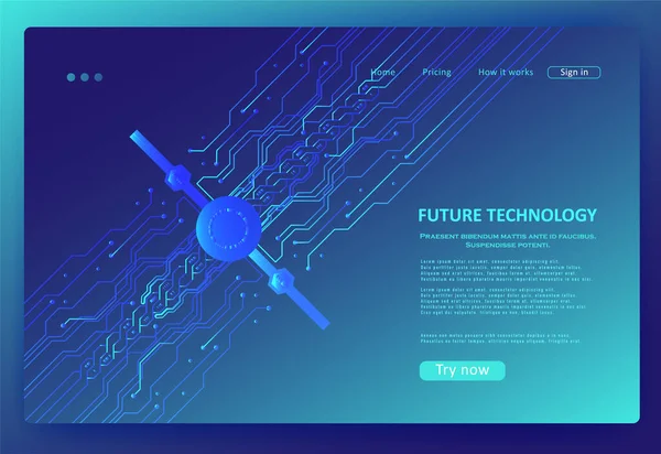 지향적 디지털 기술의 하이테크 일러스트레이션 당신의 디자인을 그래픽 — 스톡 벡터