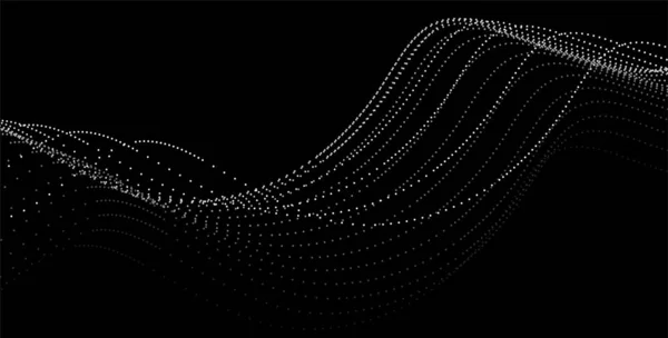 未来的なポイント波 粒子の抽象波 デジタル粒子グリッド仮想現実 あなたのデザインのグラフィックコンセプト — ストックベクタ