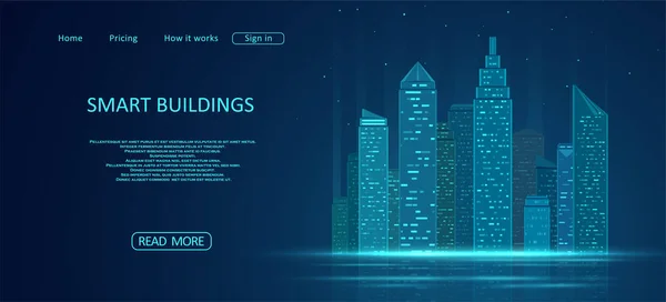 都市のイラストのためのスマートビルディングコンセプトデザイン あなたのデザインのグラフィックコンセプト — ストックベクタ