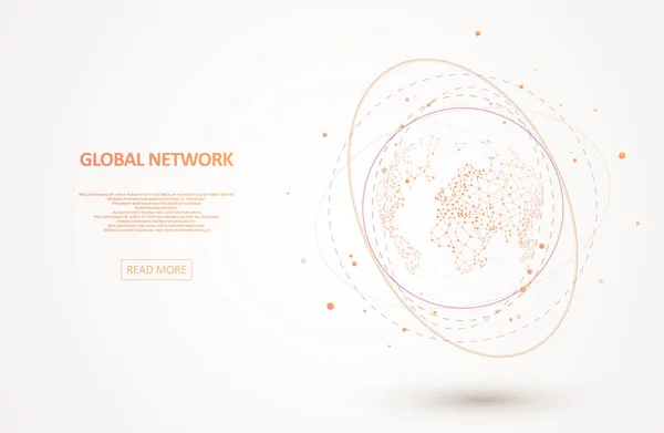 Technologie Bild Der Welt Abstrakter Polygonaler Raum Globale Netzwerkverbindung Visualisierung — Stockvektor