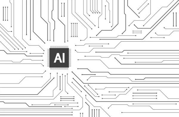 Illustration Intelligence Artificielle Intelligence Artificielle Concept Apprentissage Automatique Carte Circuit — Image vectorielle