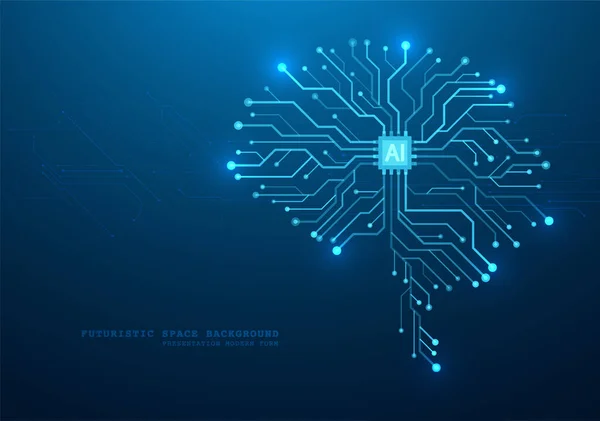 Technologický Mozek Koncepce Strojového Učení Abstraktní Deska Obvodu Pozadí Digitální — Stockový vektor