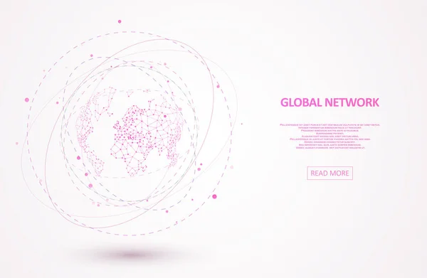 地球の技術的イメージ 抽象的な多角形空間 グローバルネットワーク接続 ビッグデータ可視化 あなたのデザインのグラフィックコンセプト — ストックベクタ