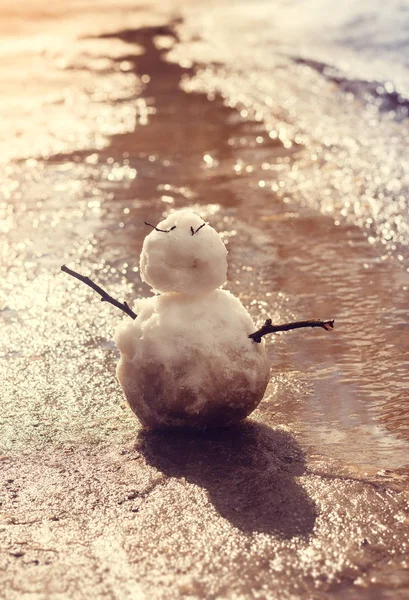 Снеговик Заднем Плане Лужи — стоковое фото